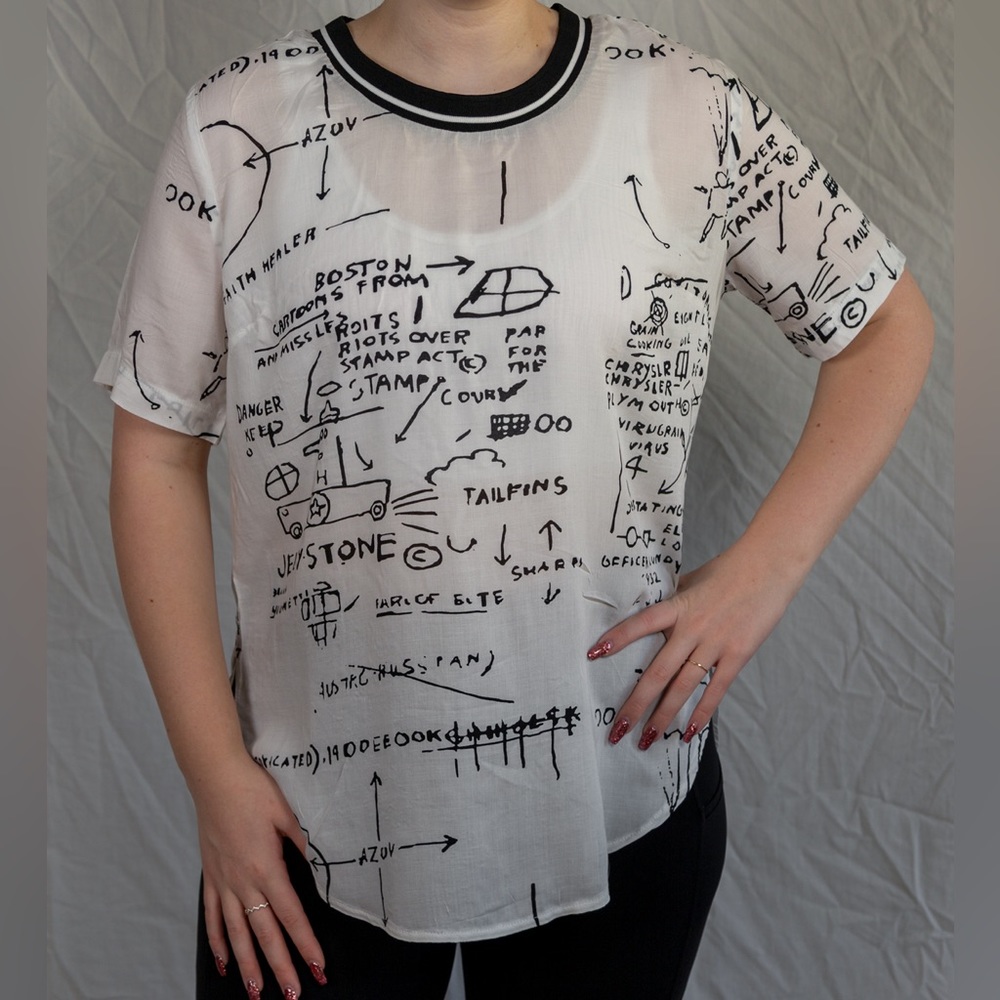 RARE STYLE: NWOT Basquiat Forever 21 Blouse Black & White